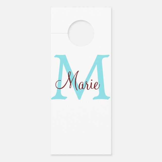 einfacher minimaler Name Monogramm rosa roter Wurf Türanhänger (Vorderseite)