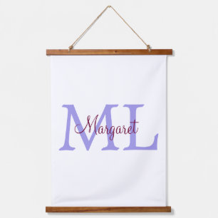 einfacher minimaler Name Monogramm rosa roter Wurf Wandteppich Mit Holzrahmen