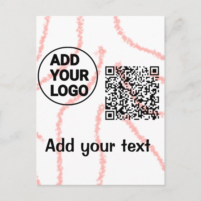 Einfacher minimaler q r Code Hinzufügen des Logo-S Postkarte (Vorderseite)