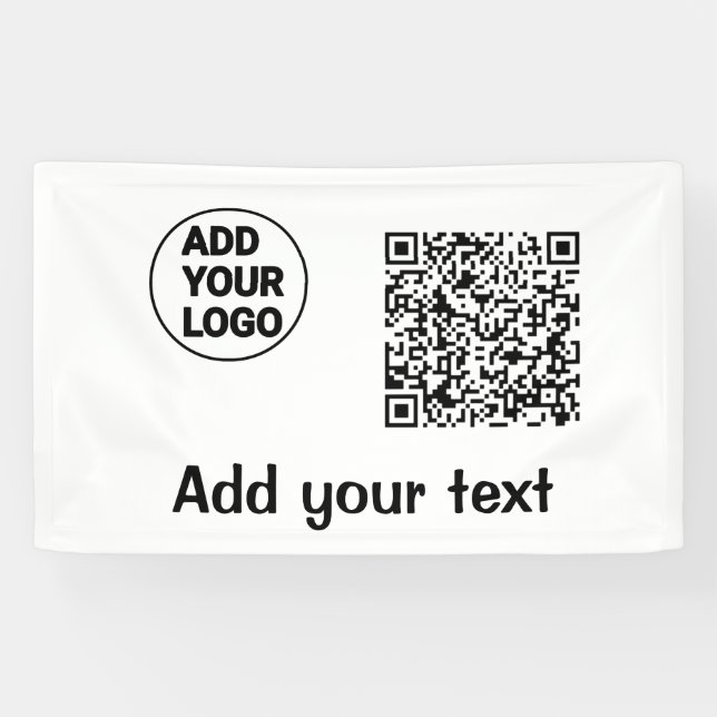 Einfacher minimaler q r Code Hinzufügen Logo-Scan- Banner (Horizontal)