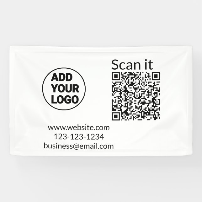 Einfacher minimaler q r Code Hinzufügen Logo Scan- Banner (Horizontal)