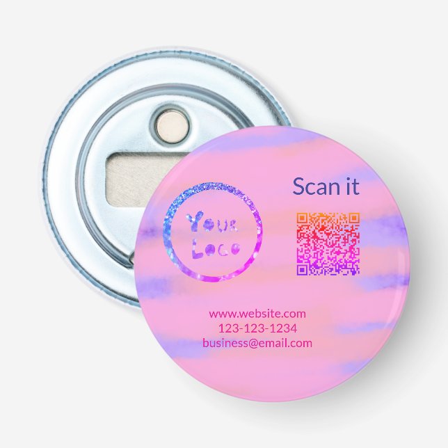 Einfacher minimaler q r Code Hinzufügen Logo Scan- Flaschenöffner (Vorderseite)