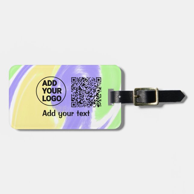 Einfacher minimaler q r Code Hinzufügen Logo-Scan- Gepäckanhänger (Vorderseite horizontal)