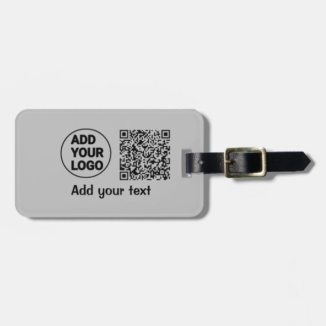 Einfacher minimaler q r Code Hinzufügen Logo-Scan- Gepäckanhänger (Vorderseite horizontal)
