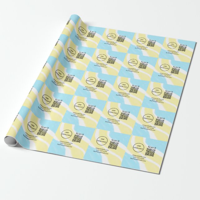 Einfacher minimaler q r Code Hinzufügen Logo Scan- Geschenkpapier (Ungerollt)