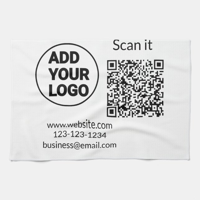 Einfacher minimaler q r Code Hinzufügen Logo Scan- Geschirrtuch (Horizontal)