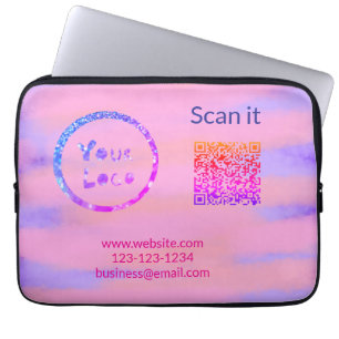 Einfacher minimaler q r Code Hinzufügen Logo Scan- Laptopschutzhülle