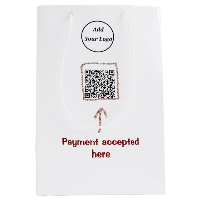 Einfacher minimaler q r Code Hinzufügen Logo-Scan- Mittlere Geschenktüte (Vorderseite)