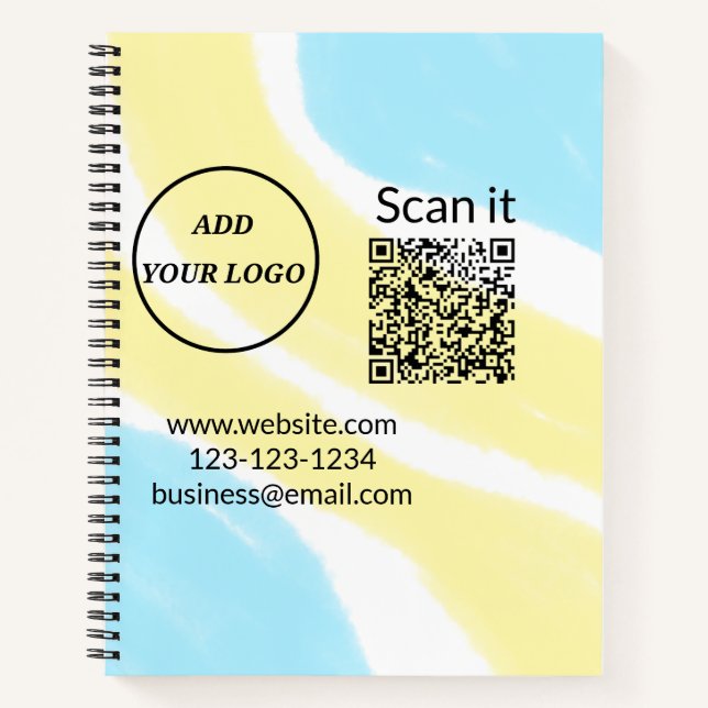 Einfacher minimaler q r Code Hinzufügen Logo Scan- Notizbuch (Vorderseite)