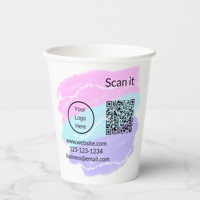 Einfacher minimaler q r Code Hinzufügen Logo Scan- Pappbecher (Vorderseite)