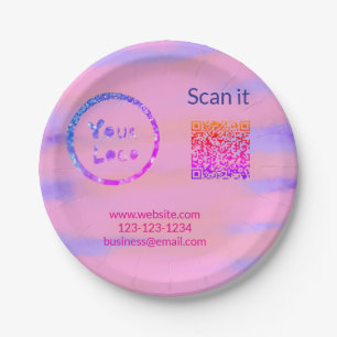 Einfacher minimaler q r Code Hinzufügen Logo Scan- Pappteller