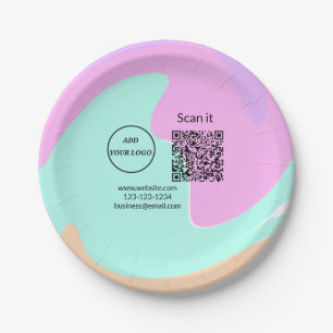 Einfacher minimaler q r Code Hinzufügen Logo Scan- Pappteller
