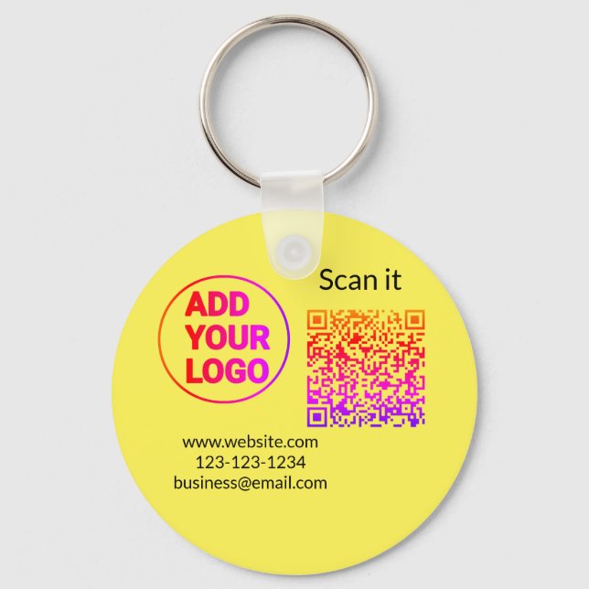 Einfacher minimaler q r Code Hinzufügen Logo Scan- Schlüsselanhänger (Vorderseite)