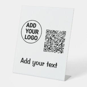 Einfacher minimaler q r Code Hinzufügen Logo-Scan- Sockelschild