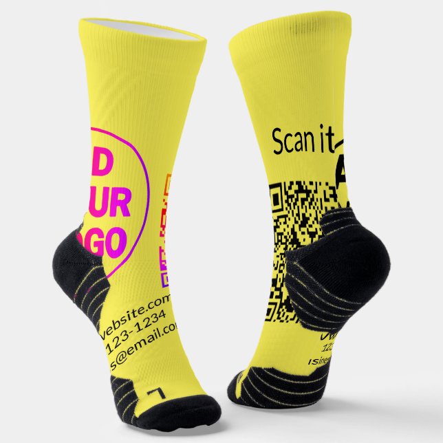 Einfacher minimaler q r Code Hinzufügen Logo Scan- Socken (Gewinkelt)