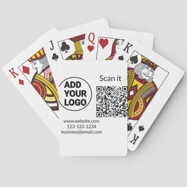 Einfacher minimaler q r Code Hinzufügen Logo Scan- Spielkarten (Rückseite)