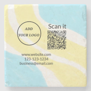 Einfacher minimaler q r Code Hinzufügen Logo Scan- Steinuntersetzer