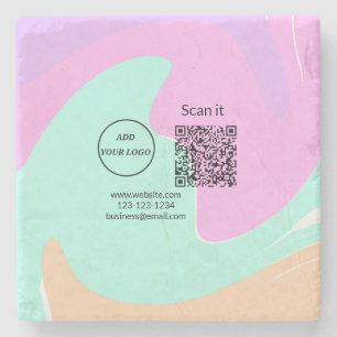 Einfacher minimaler q r Code Hinzufügen Logo Scan- Steinuntersetzer