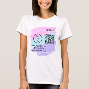 Einfacher minimaler q r Code Hinzufügen Logo Scan- T-Shirt