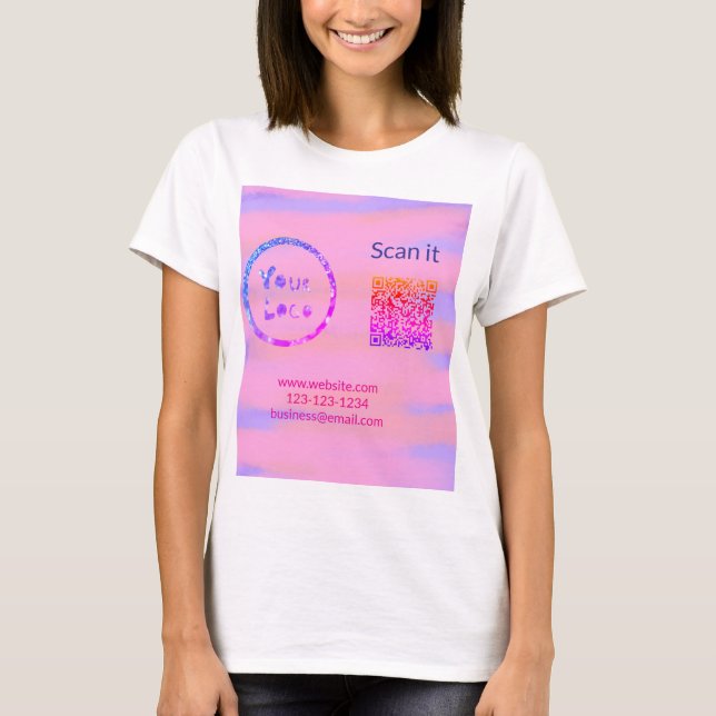 Einfacher minimaler q r Code Hinzufügen Logo Scan- T-Shirt (Vorderseite)