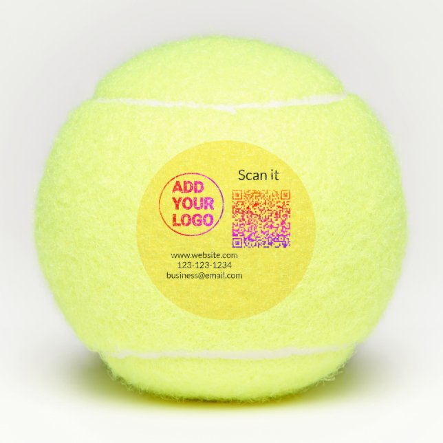Einfacher minimaler q r Code Hinzufügen Logo Scan- Tennisbälle (Vorderseite)