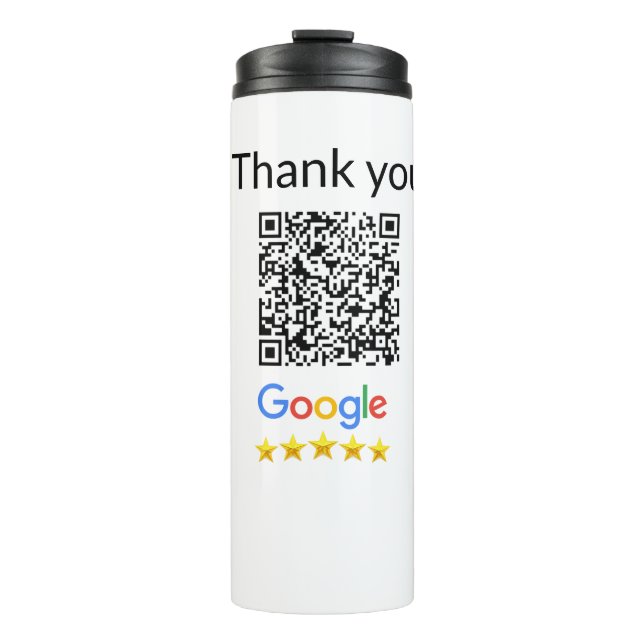 Einfacher minimaler q r Code Hinzufügen Logo Scan- Thermosbecher (Vorderseite)
