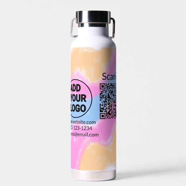 Einfacher minimaler q r Code Hinzufügen Logo Scan- Trinkflasche (Vorne)