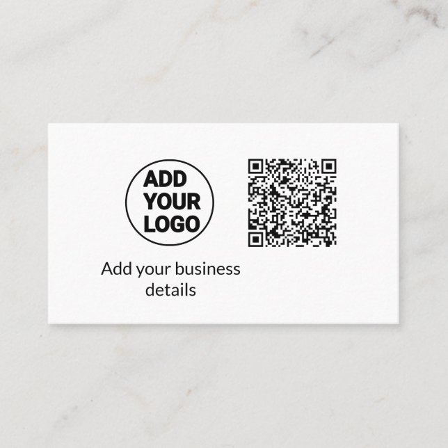 Einfacher minimaler q r Code Hinzufügen Logo Scan- Visitenkarte (Vorderseite)