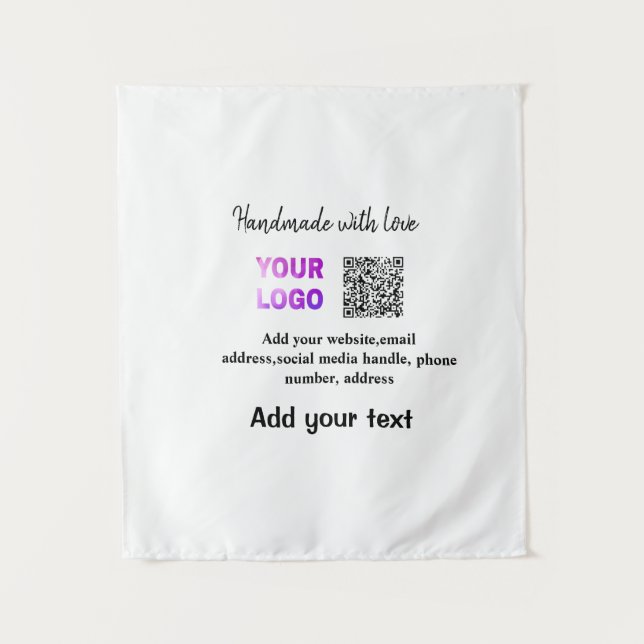 Einfacher minimaler q r Code Hinzufügen Logo-Scan- Wandteppich (Vorderseite)