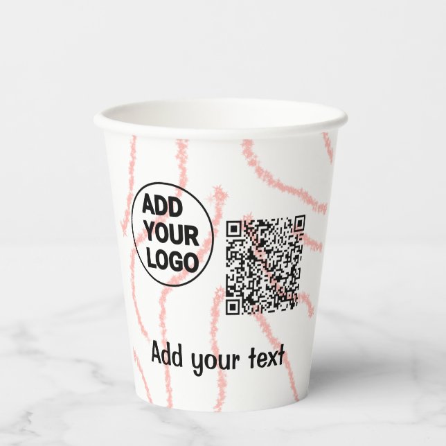 Einfacher minimaler QR-Code-Logo-Scan-Code-Name t Pappbecher (Vorderseite)