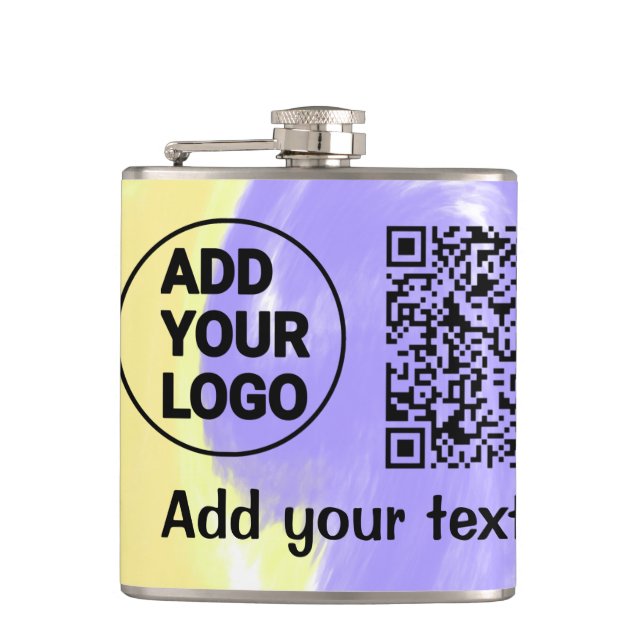 Einfacher minimaler QR-Code-Logo-Scan-Code-Name Te Flachmann (Vorderseite)