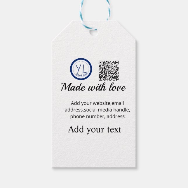 Einfacher minimaler QR-Code-Logo-Scan-Code-Name te Geschenkanhänger (Vorderseite)
