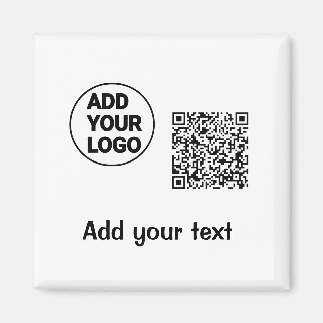 Einfacher minimaler QR-Code-Logo-Scan-Code-Name te Magnet (Vorne)