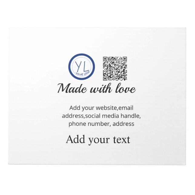 Einfacher minimaler QR-Code-Logo-Scan-Code-Name te Notizblock (Vorderseite)