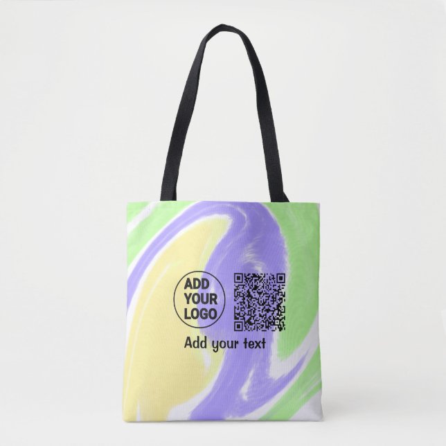 Einfacher minimaler QR-Code-Logo-Scan-Code-Name te Tasche (Vorderseite)