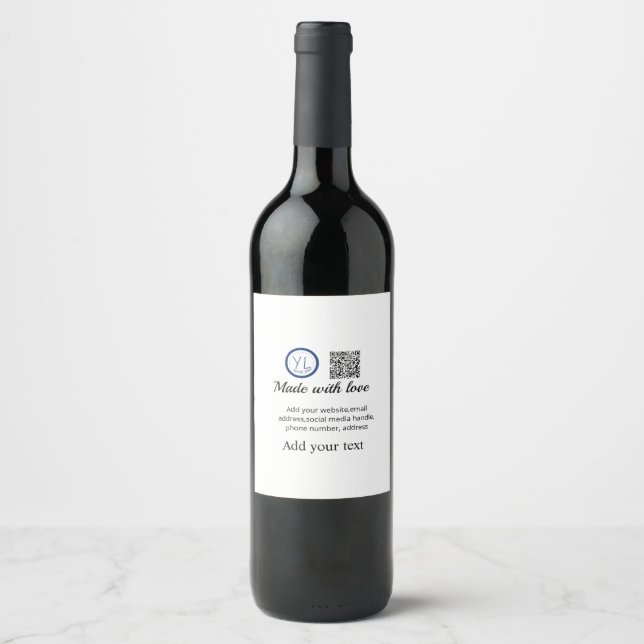 Einfacher minimaler QR-Code-Logo-Scan-Code-Name te Weinetikett (Vorderseite)
