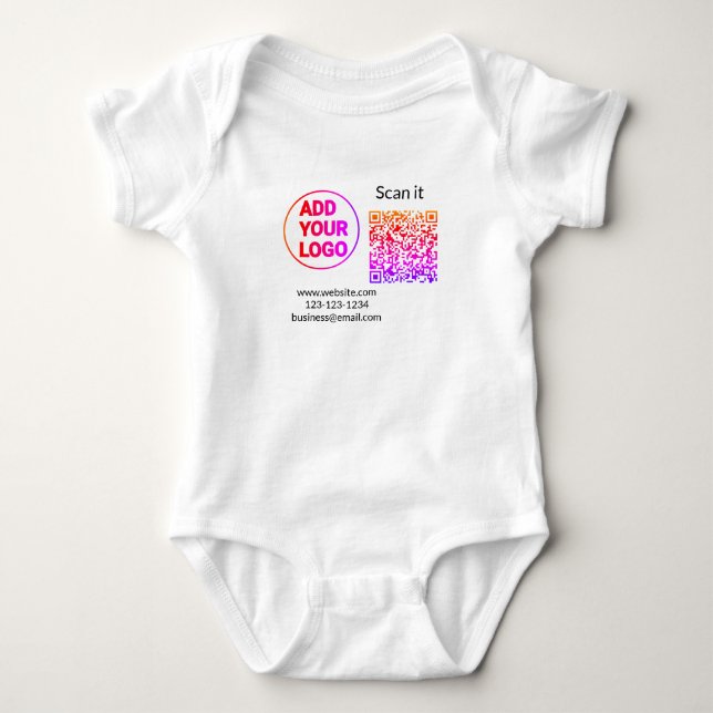 Einfacher minimaler QR-Code-Logo-Scan-Code-Name wi Baby Strampler (Vorderseite)