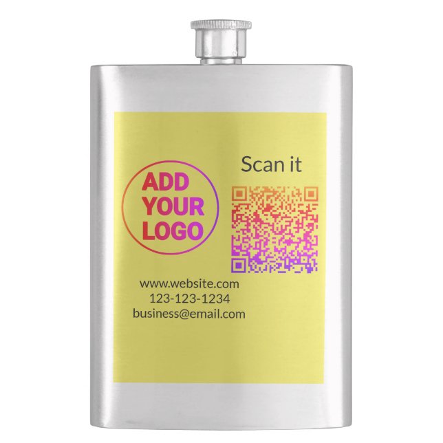 Einfacher minimaler QR-Code-Logo-Scan-Code-Name wi Flachmann (Vorderseite)