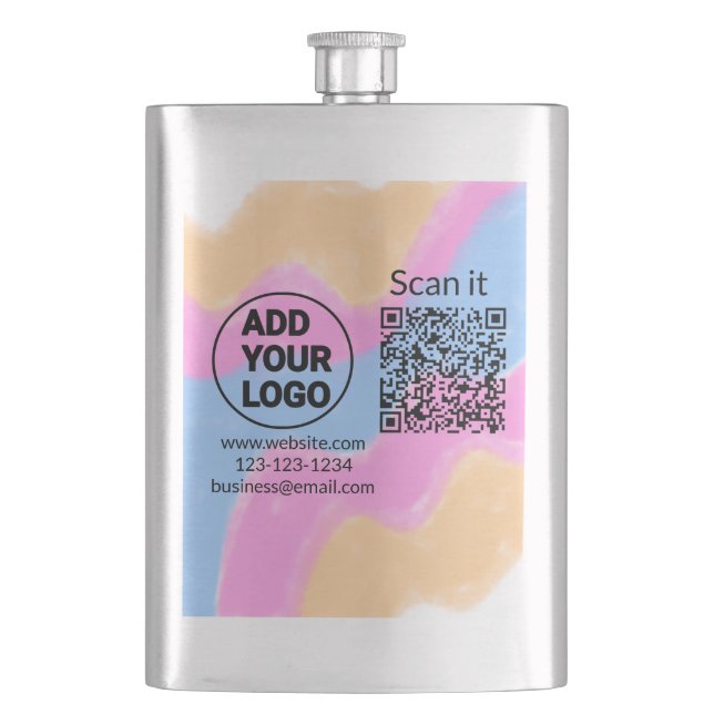 Einfacher minimaler QR-Code-Logo-Scan-Code-Name wi Flachmann (Vorderseite)