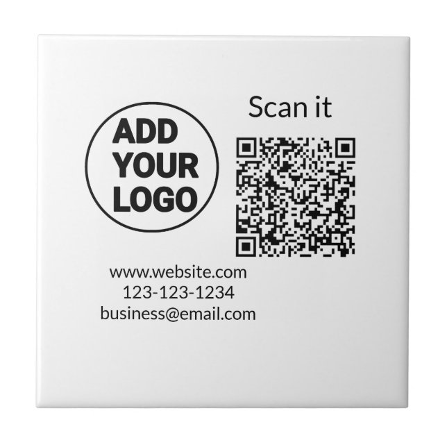 Einfacher minimaler QR-Code-Logo-Scan-Code-Name wi Fliese (Vorderseite)