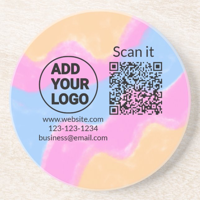 Einfacher minimaler QR-Code-Logo-Scan-Code-Name wi Getränkeuntersetzer (Vorne)