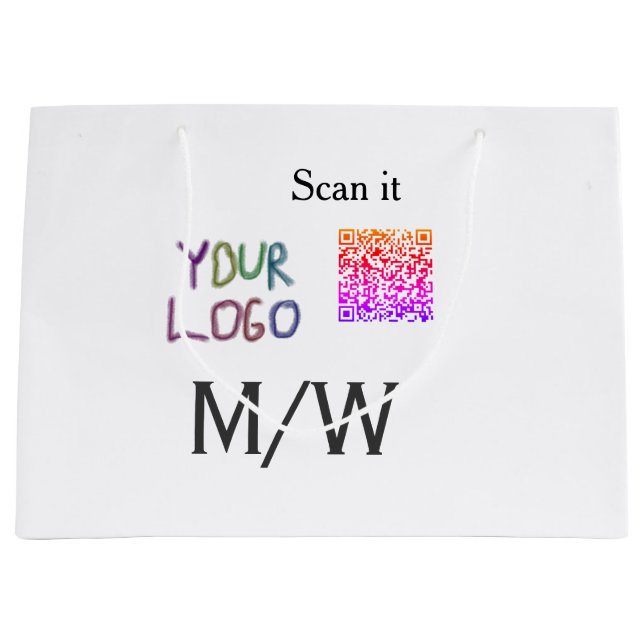 Einfacher minimaler QR-Code-Logo-Scan-Code-Name wi Große Geschenktüte (Vorderseite)