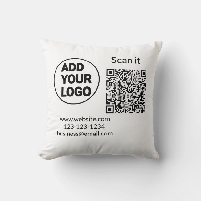 Einfacher minimaler QR-Code-Logo-Scan-Code-Name wi Kissen (Vorderseite)