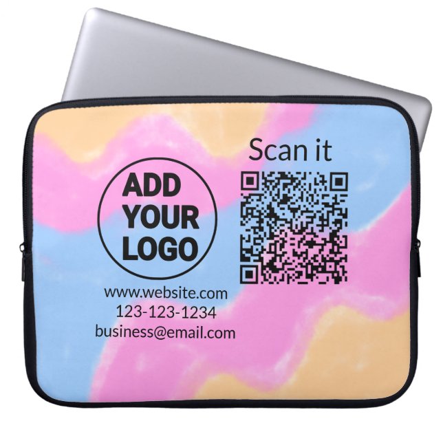 Einfacher minimaler QR-Code-Logo-Scan-Code-Name wi Laptopschutzhülle (Vorderseite)