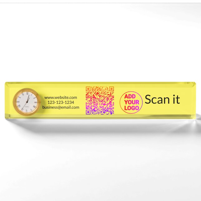 Einfacher minimaler QR-Code-Logo-Scan-Code-Name wi Namensplakette (Vorderseite)