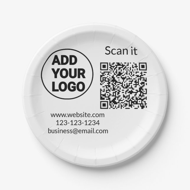 Einfacher minimaler QR-Code-Logo-Scan-Code-Name wi Pappteller (Vorderseite)