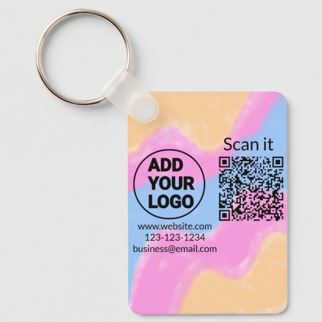Einfacher minimaler QR-Code-Logo-Scan-Code-Name wi Schlüsselanhänger (Vorderseite)