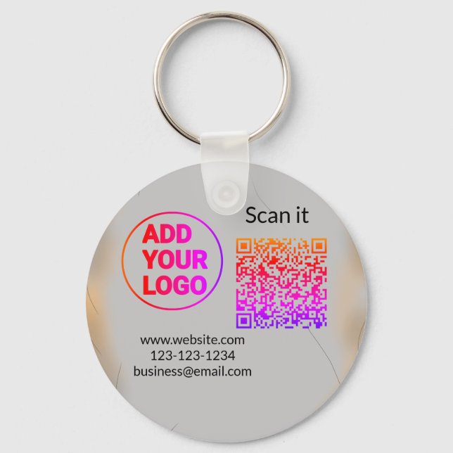 Einfacher minimaler QR-Code-Logo-Scan-Code-Name wi Schlüsselanhänger (Vorderseite)