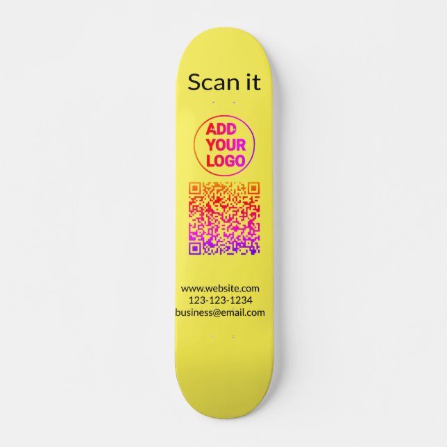 Einfacher minimaler QR-Code-Logo-Scan-Code-Name wi Skateboard (Vorne)