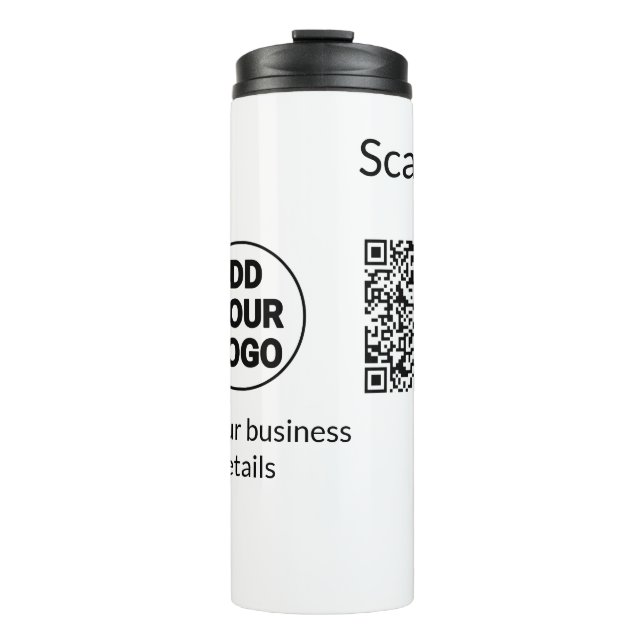 Einfacher minimaler QR-Code-Logo-Scan-Code-Name wi Thermosbecher (Vorderseite)